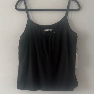 Chico's Platinum Marquis Black Camisole Tank with Lace Detail